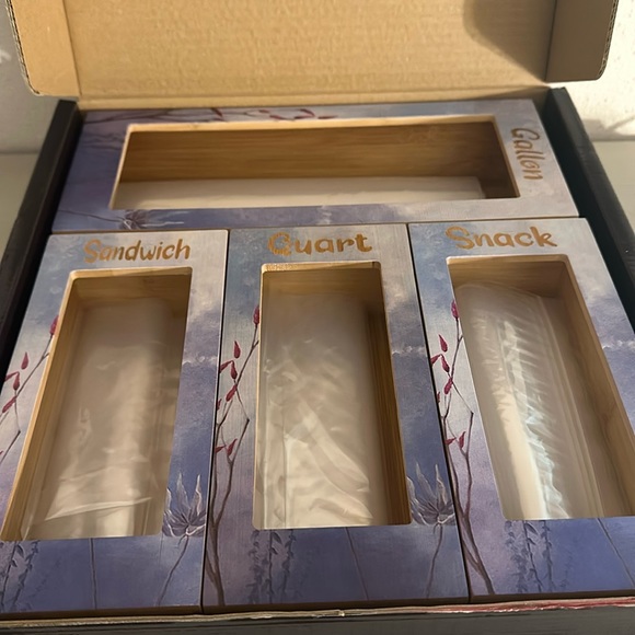 Ziplock Bag Organizer for Drawer - Bamboo Kitchen Food Set of 4 - Picture 1 of 6